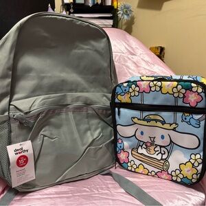 Sanrio Mint Green Backpack with Blue Character Lunch Bag